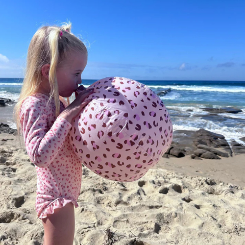 Ballon de plage - Vieux rose - Léopard