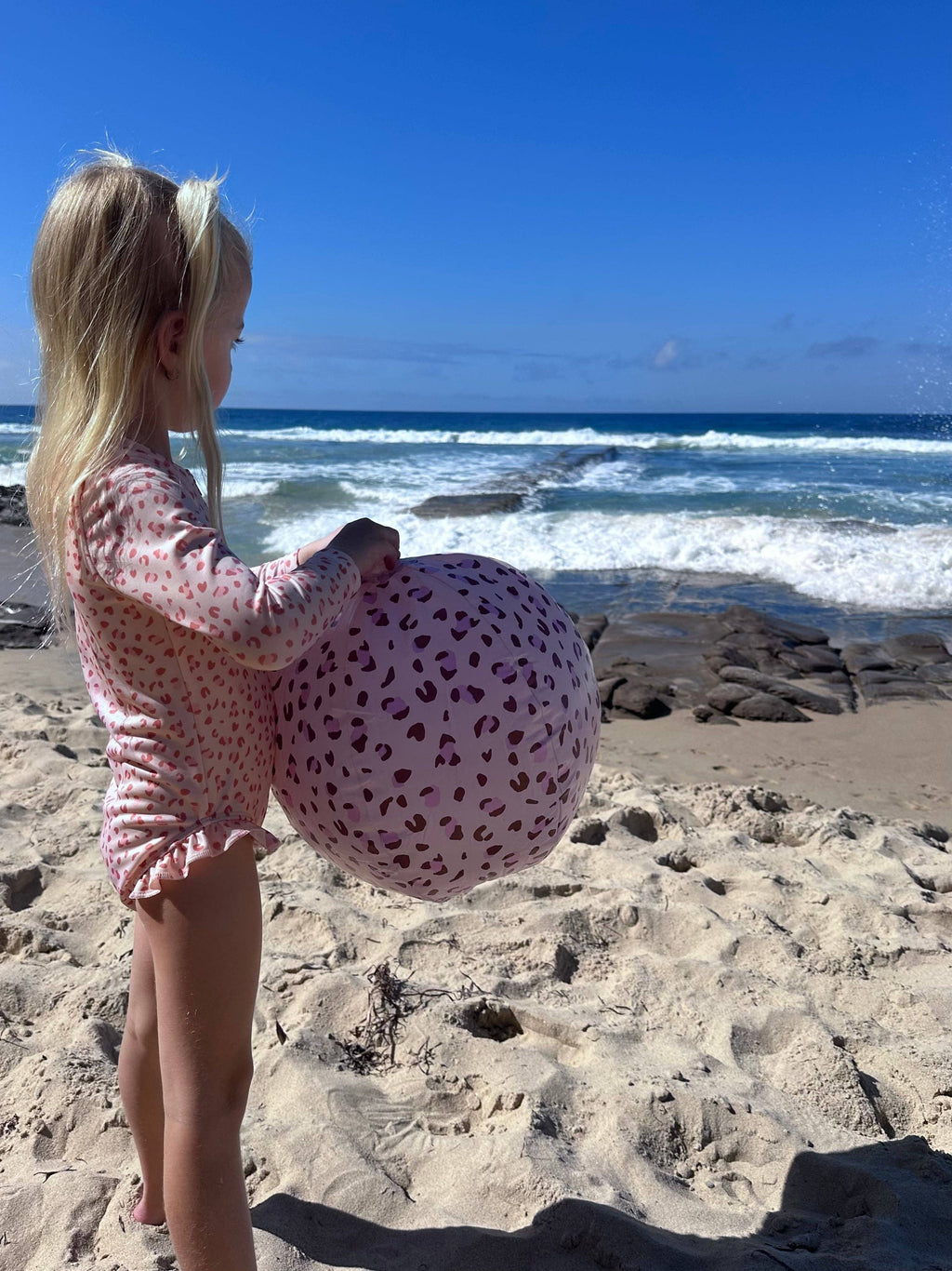 Ballon de plage - Vieux rose - Léopard